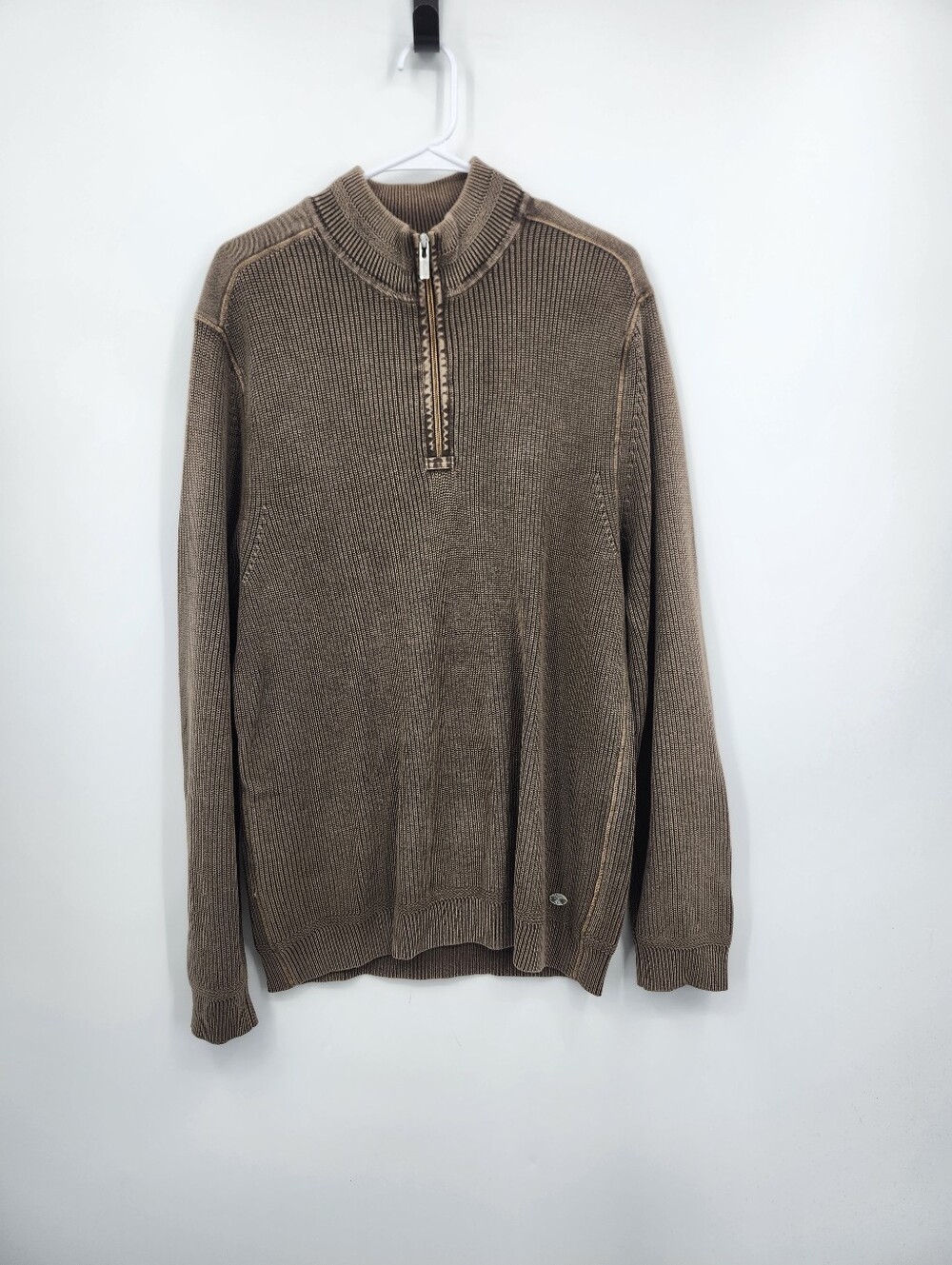 Tommy Bahama East River Half-Zip Cotton Sweater Brown Long Sleeve Men’s Size L